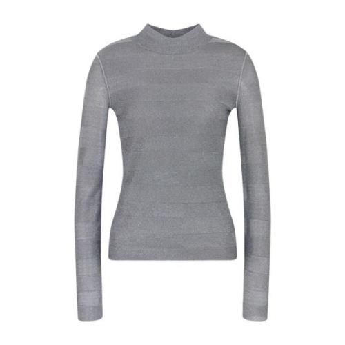 Grijze Gestreepte Trui Mock Hals Emporio Armani , Gray , Dames