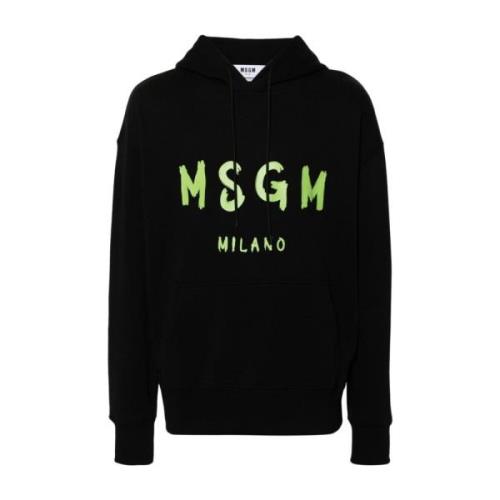 Zwarte Logo Print Hoodie Msgm , Black , Heren