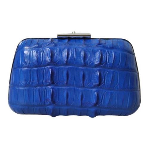 Elektrisch Blauwe Krokodillenleren Clutch Balenciaga , Blue , Dames