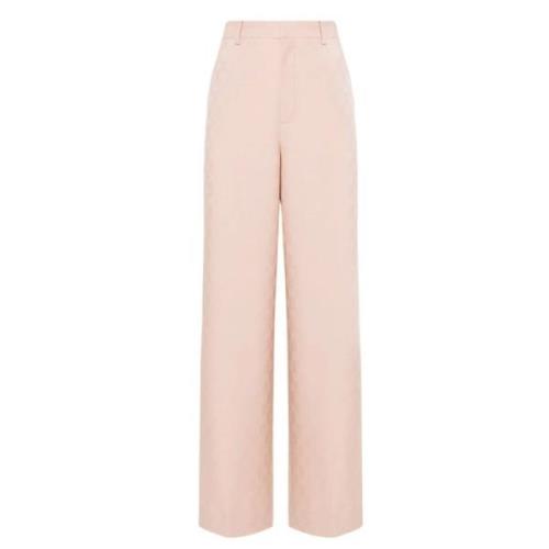 Roze wollen twill broek met GG-monogram Gucci , Pink , Dames