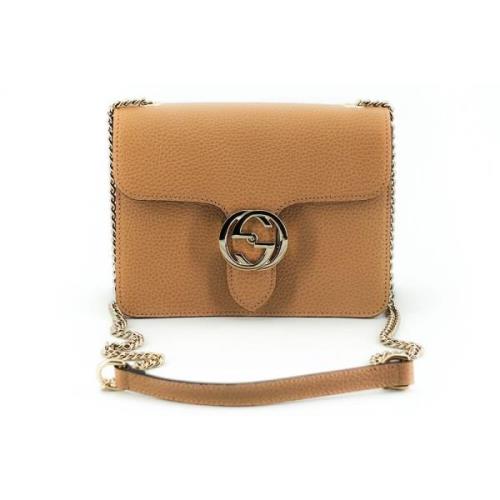 Elegante Beige Schoudertas met GG Snap Gucci , Brown , Dames