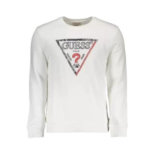 Wit Slim Fit Sweatshirt met Ronde Hals Guess , White , Heren