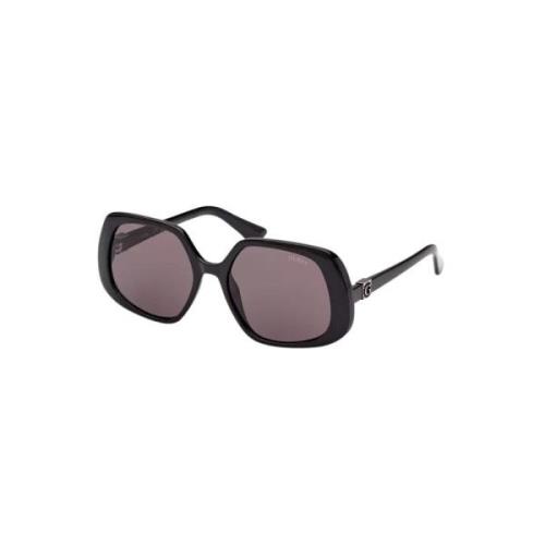 Chique Zwarte Vierkante Frame Zonnebril Guess , Black , Unisex