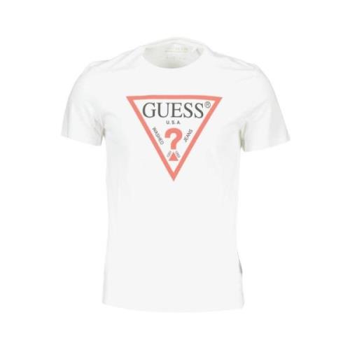 Wit Logo Print Slim Fit Tee Guess , White , Heren