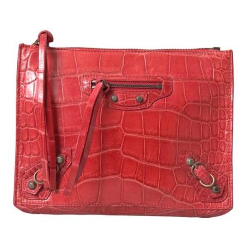 Exotische Rode Alligatorleren Clutch Balenciaga , Red , Dames