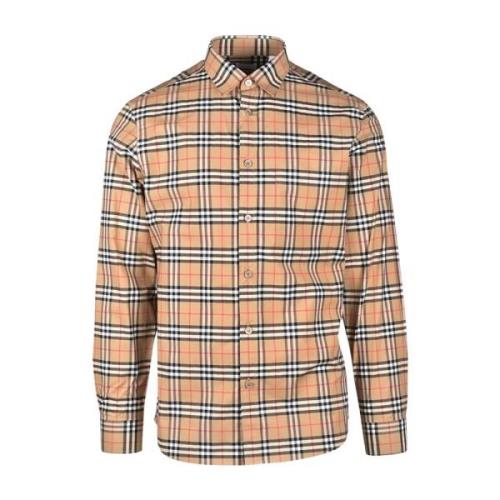 Vintage Check Overhemd Burberry , Beige , Heren