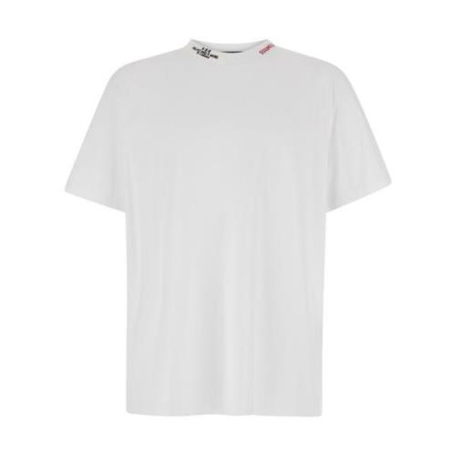 Logo Kraag Wit Katoenen T-shirt Dsquared2 , White , Heren