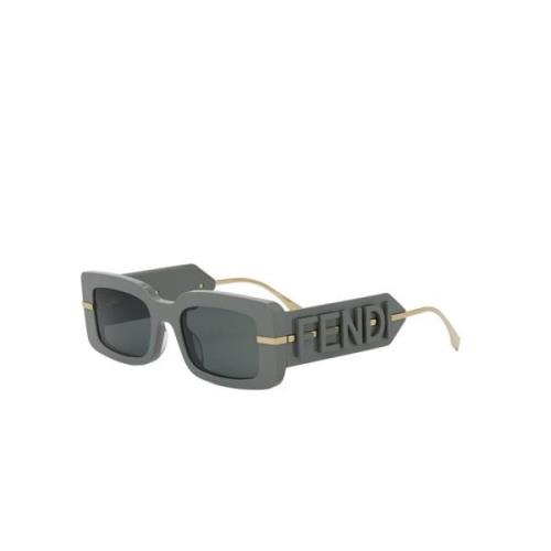 Vierkant Acetaat Frame Grijze Zonnebril Fendi , Gray , Dames