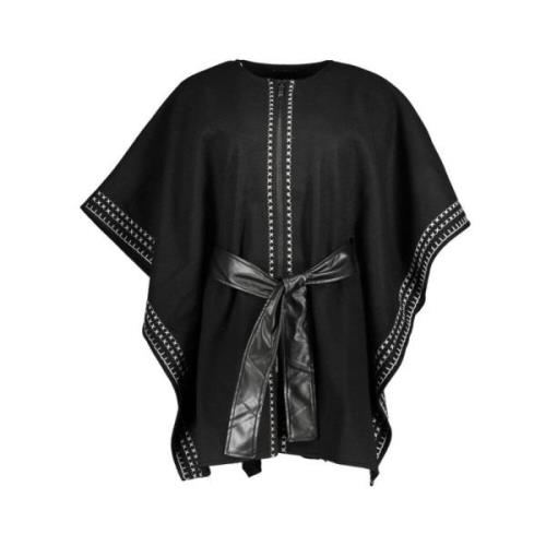 Stijlvolle Poncho met Ronde Halslijn Desigual , Black , Dames