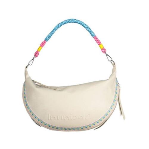 Chique Wit Geborduurde Uitbreidbare Handtas Desigual , White , Dames