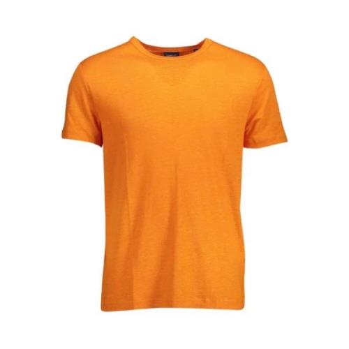 Stijlvol Oranje Linnen T-shirt met Korte Mouwen Gant , Orange , Heren