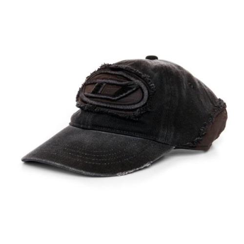 Vernietigde Canvas Baseball Cap Diesel , Black , Heren