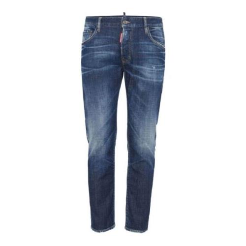 Blauwe Faded Skinny Jeans Dsquared2 , Blue , Heren