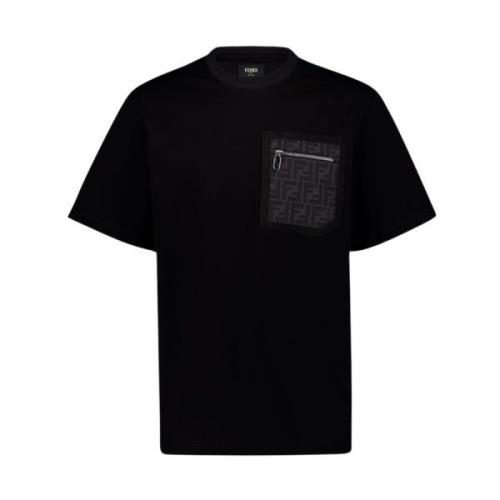 Zwarte Skater Jersey T-Shirt Fendi , Black , Heren