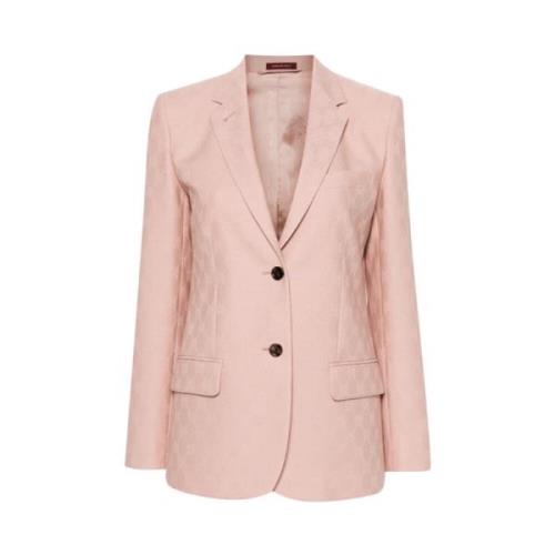 Roze Wol Jacquard Blazer Gucci , Pink , Dames