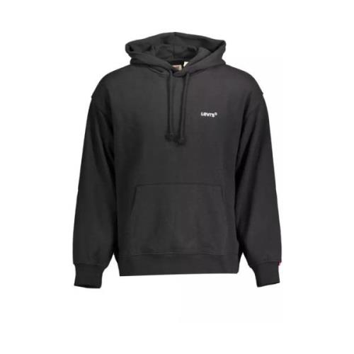 Zwarte katoenen hoodie met geborduurd logo Levi's , Black , Heren