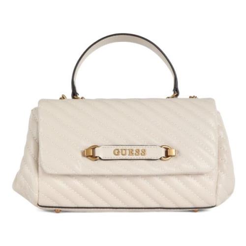 Gewatteerde schoudertas met metalen logo Guess , White , Dames