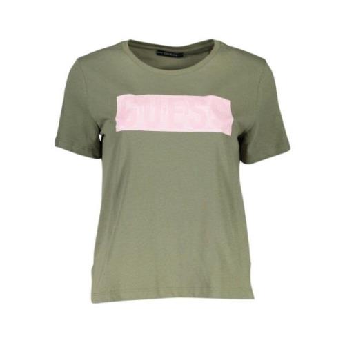 Stijlvol Groen Logo Tee Korte Mouw Guess , Green , Dames