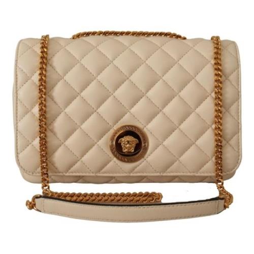 Elegante witte leren schoudertas Versace , White , Dames