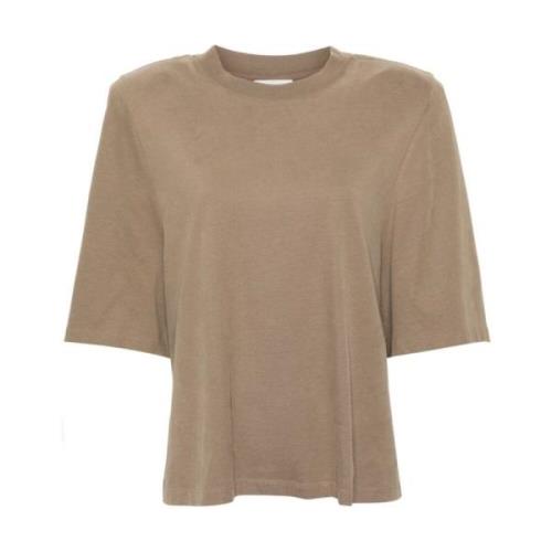 Licht Khaki Logo Achter T-shirt Isabel Marant , Beige , Dames