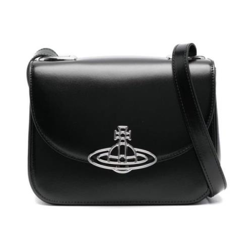 Zwarte Leren Schoudertas Orb Vivienne Westwood , Black , Dames