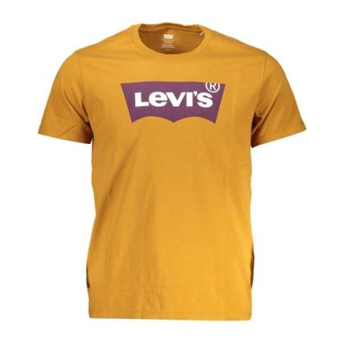 Klassiek Katoenen T-shirt met Ronde Hals Levi's , Brown , Heren