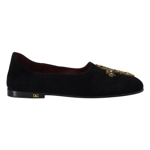 Luxe Kristal-Ingelegde Loafers Dolce & Gabbana , Black , Heren