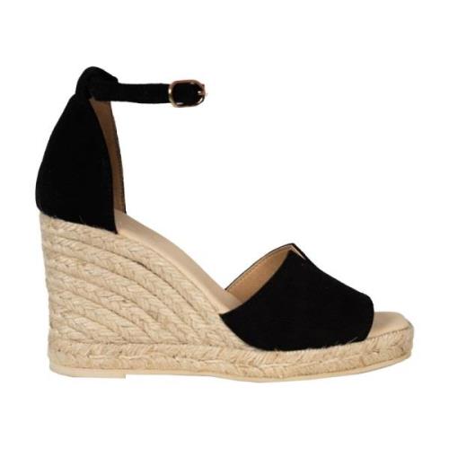 Stijlvolle Espadrilles met Enkelband Geox , Black , Dames