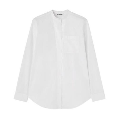 Witte Lange Mouw Mao Kraag Shirt Jil Sander , White , Dames