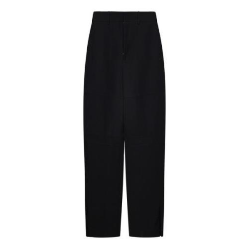 Zwarte wollen broek met unieke stiksels Jil Sander , Black , Dames