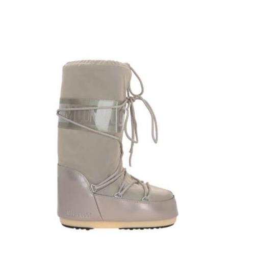 Hoge sneeuwlaarzen met PVC hak en logo opdruk Moon Boot , Gray , Dames