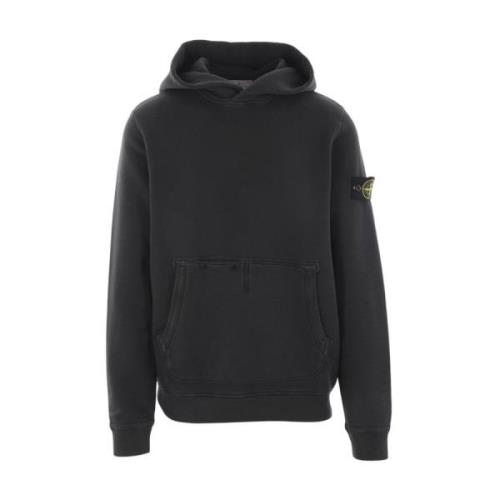 Zwarte Hooded Katoenen Jersey Sweater Stone Island , Black , Heren