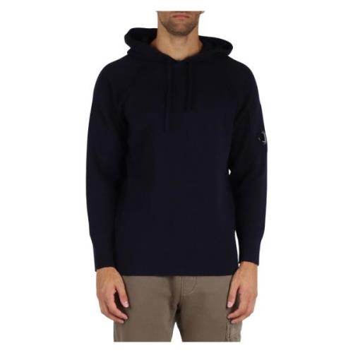 Wollen Hoodie met Mouwzak C.p. Company , Blue , Heren