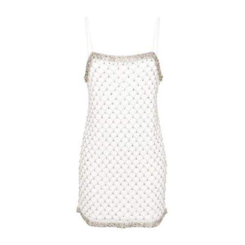 Kristalversierde Mesh Jurk Pinko , White , Dames