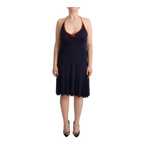 Navy Blue Halter Midi Jurk Roccobarocco , Blue , Dames