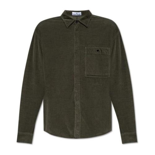 Ribfluwelen overhemd Stone Island , Green , Heren