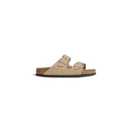 Nubuck Leren Dames Sandalen Birkenstock , Beige , Dames