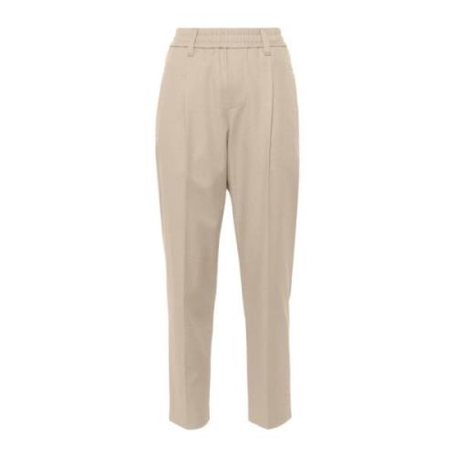 Beige Stretch Katoen Drill Broek Brunello Cucinelli , Beige , Dames