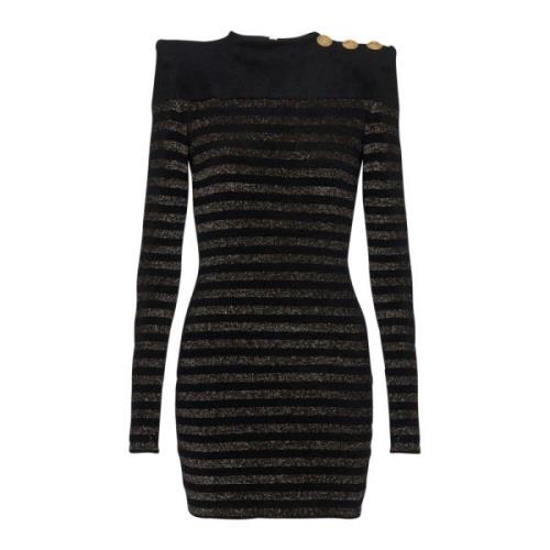 Gestreepte lurex jersey jurk Balmain , Black , Dames