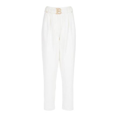 Boyfriend cut jeans met gesp monogram print Balmain , White , Dames