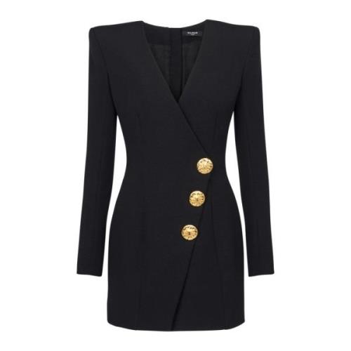 Wikkeljurk met decoratieve knopen Balmain , Black , Dames