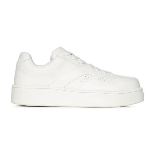 Witte Leren Sneakers met Logo Ingedrukt Jil Sander , White , Heren