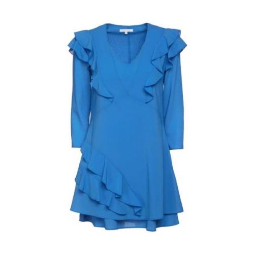 Lichtblauwe Viscosejurk met Ruches Patrizia Pepe , Blue , Dames