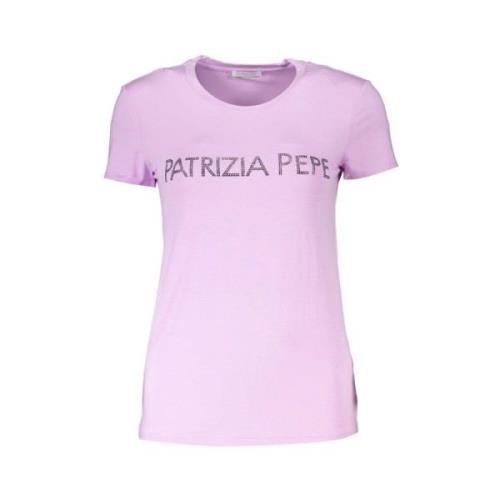 Paarse Rhinestone Crew Neck Tee Patrizia Pepe , Purple , Dames