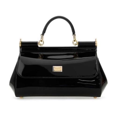 Stijlvolle Zwarte Leren Handtas Dolce & Gabbana , Black , Dames