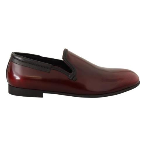 Luxe Leren Loafers Bordeaux Dolce & Gabbana , Brown , Heren