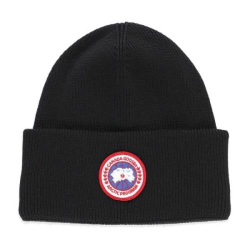 Zwarte wollen muts beanie voor jongens Canada Goose , Black , Heren