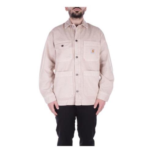 Beige Logo Jas Vier Voorzakken Carhartt Wip , Beige , Heren