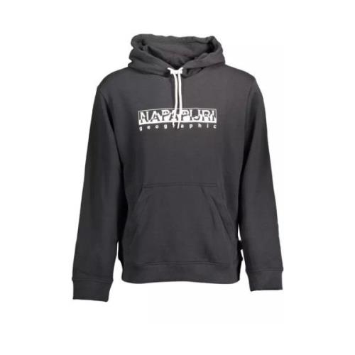 Hoodie met ritssluiting zak Napapijri , Black , Heren