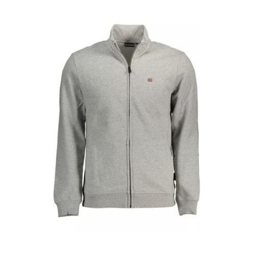 Grijs geborduurd sweatshirt met rits Napapijri , Gray , Heren